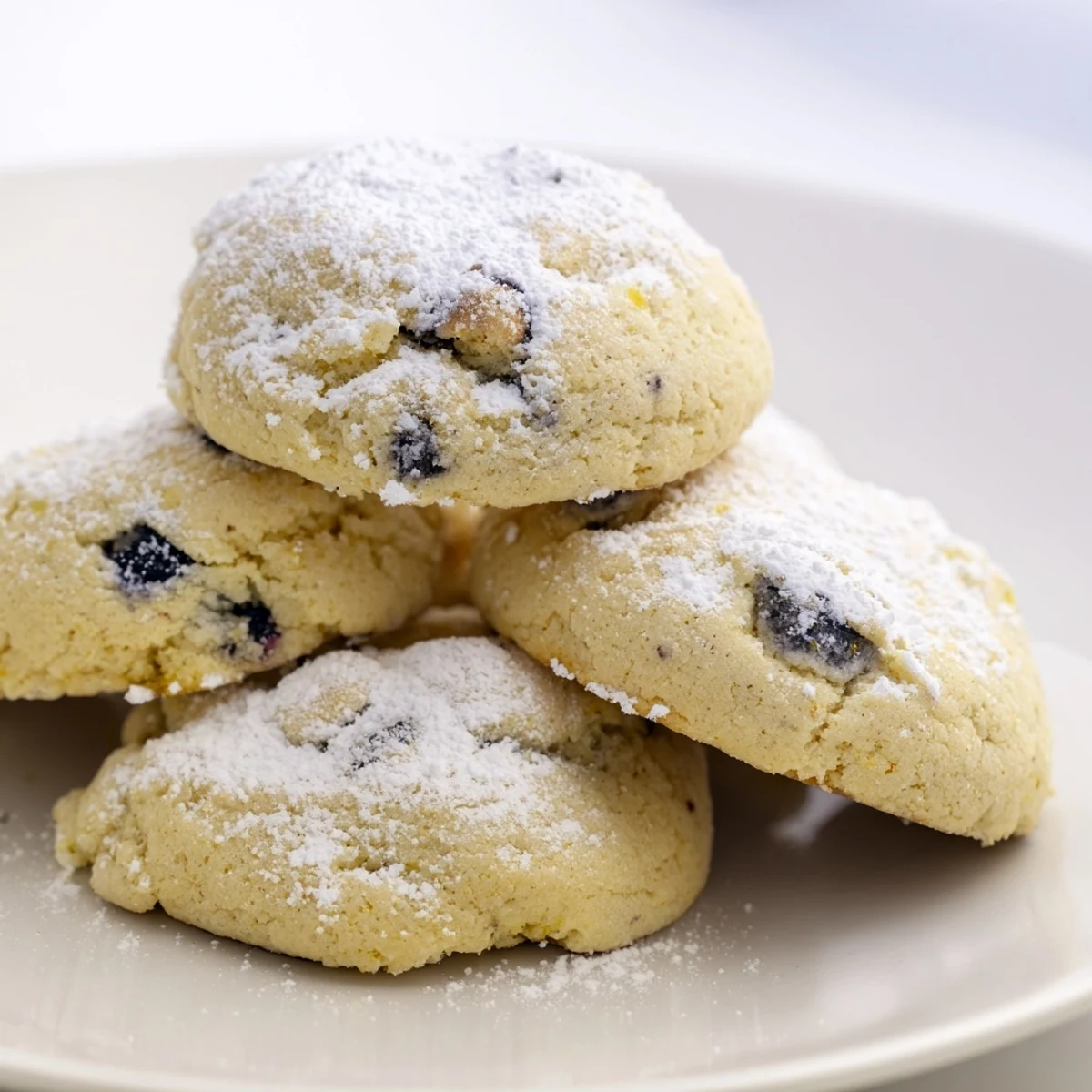 Cake-like soft lemon blueberry cookies topped with fresh berries and bright lemon zest