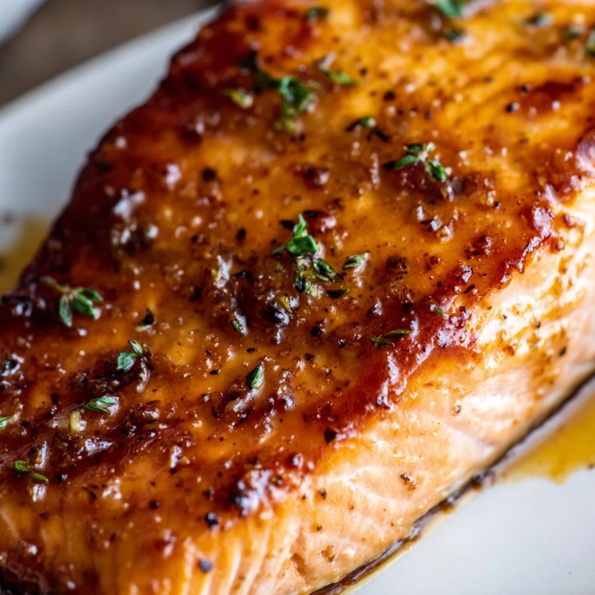 Restaurant-style baked salmon featuring crispy edges and a rich lemon butter coating, served with fresh herbs and citrus