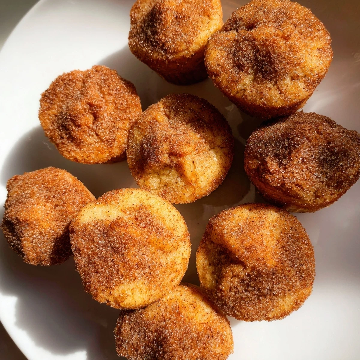 Warm easy cinnamon sugar mini muffins topped with crunchy cinnamon sugar perfect for breakfast or snacking