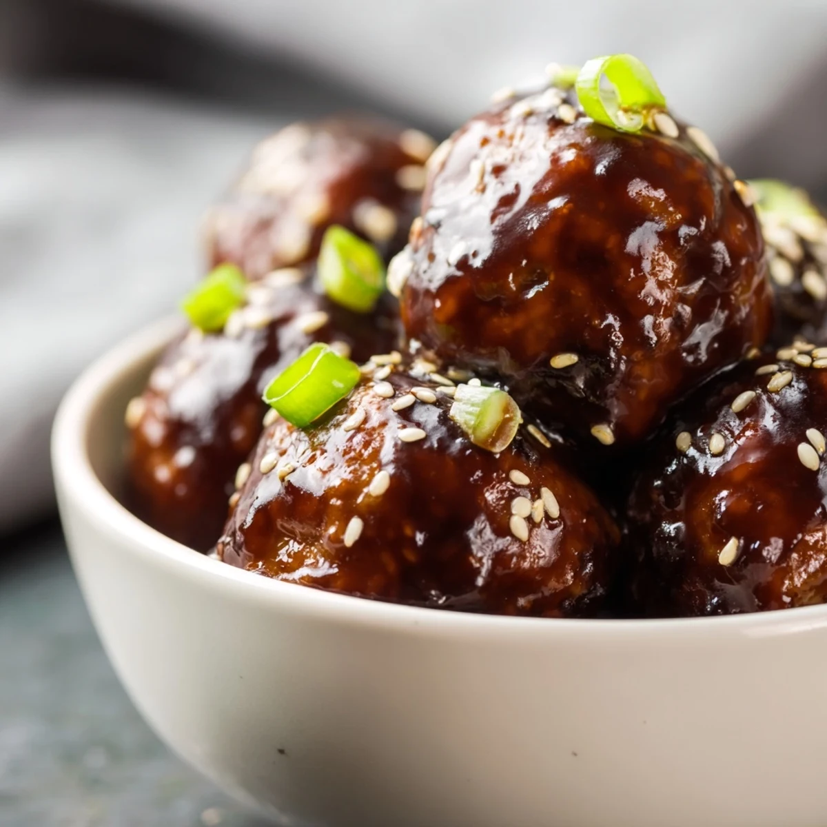Juicy homemade chicken meatballs simmered in sweet savory teriyaki glaze served over fluffy steamed white rice