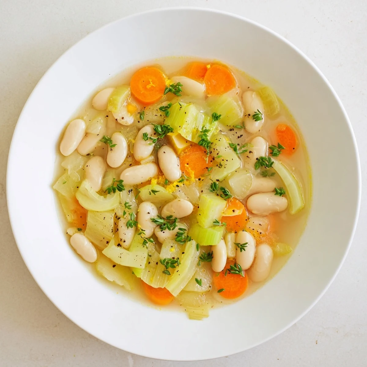 Creamy butter beans with tender leeks simmered in a skillet with fresh herbs