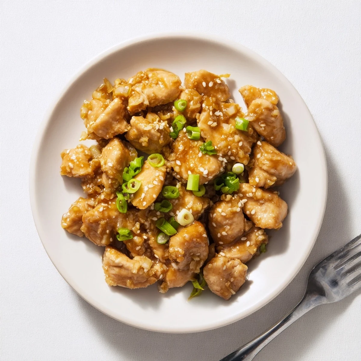 Juicy shredded chicken thighs swimming in sweet homemade teriyaki sauce in a slow cooker