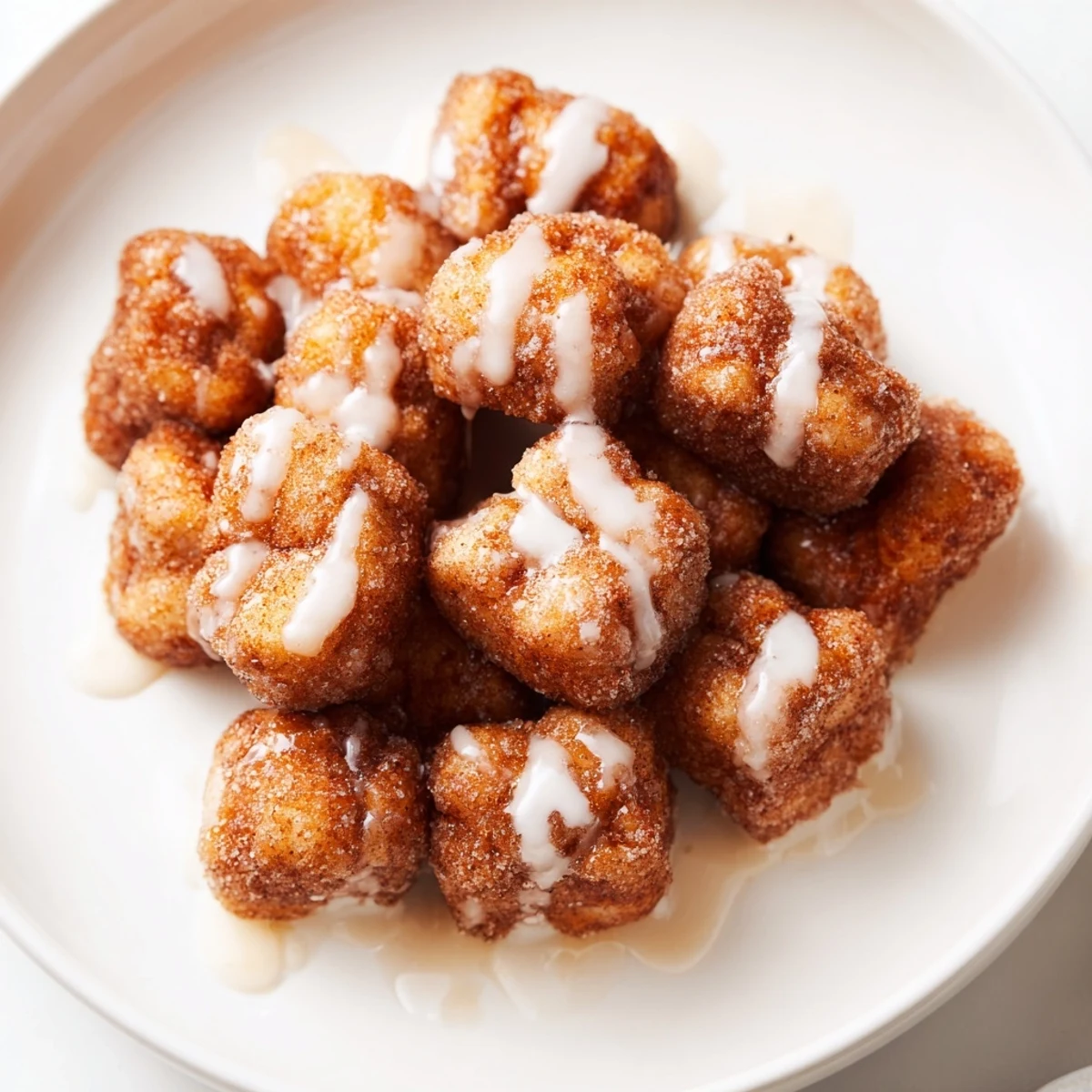 Golden high protein no sugar monkey bread with cinnamon coating in bundt pan