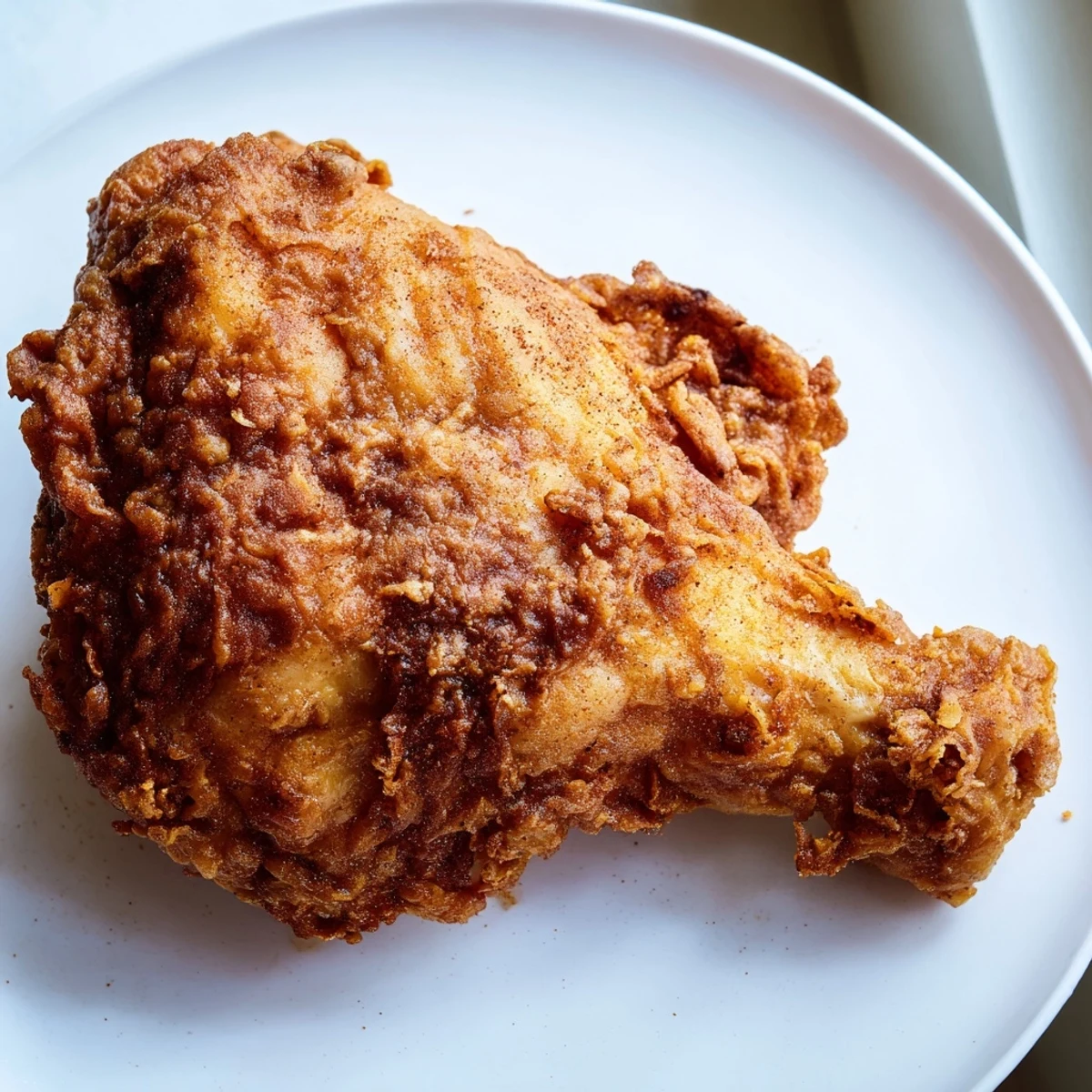 Juicy fried chicken with crunchy seasoned coating served alongside creamy dipping sauce