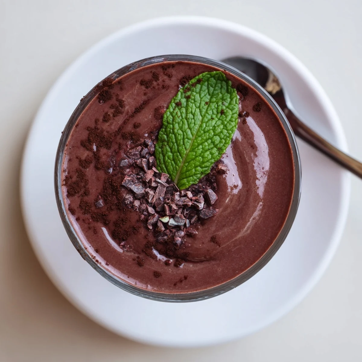 Bright magenta Chocolate Beet Smoothie in blender, banana and cocoa blended smooth