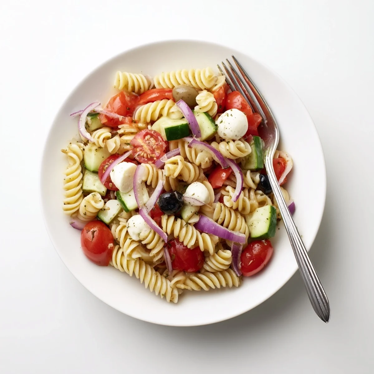 Perfect for picnics, Italian Pasta Salad glistening with olive oil and herbs