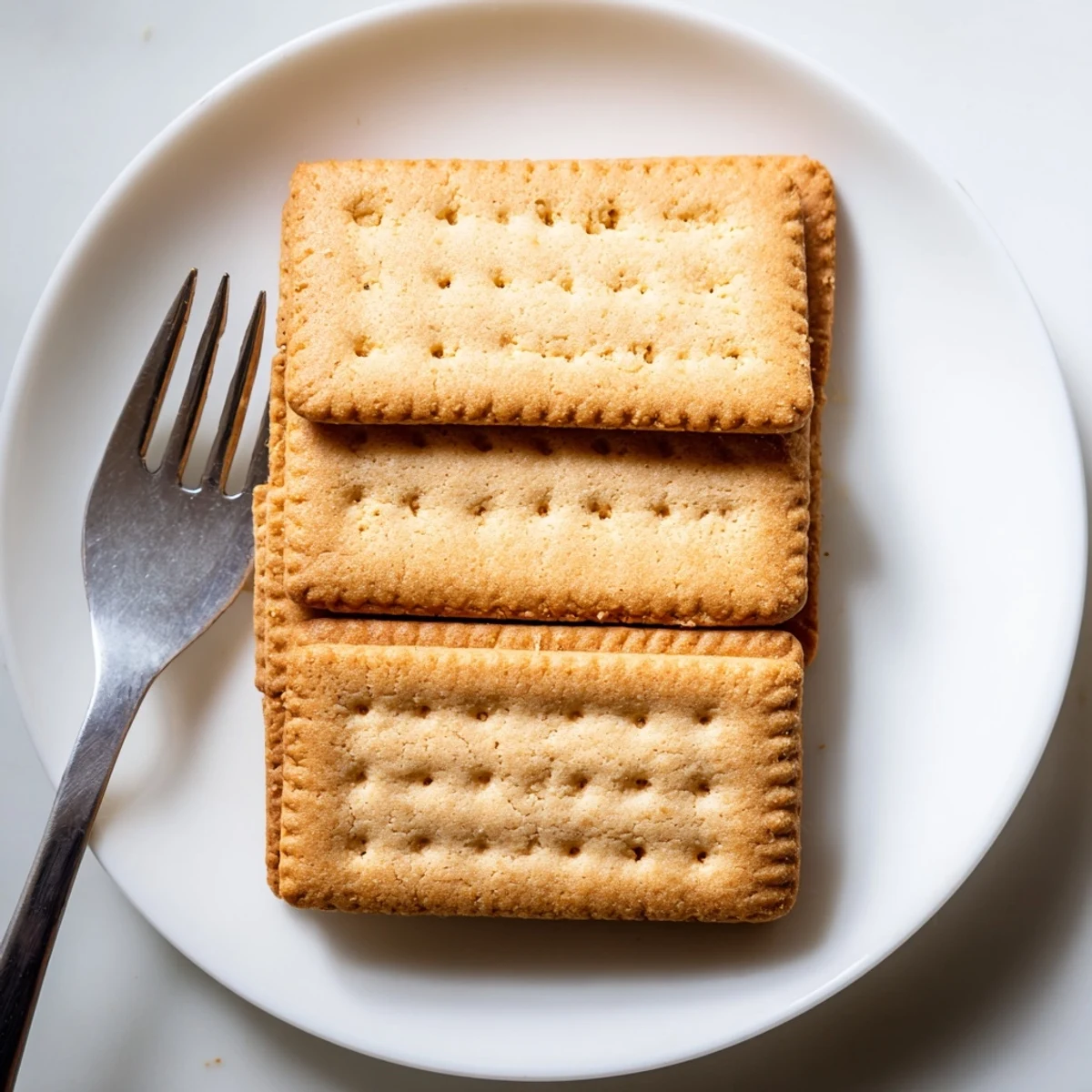 Crispy buttery Petit Beurre biscuits arranged on a rustic linen napkin