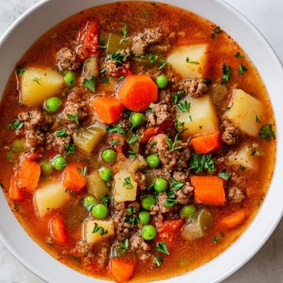 Homemade Ground Beef and Potato Soup