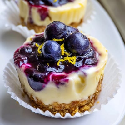 Mini Lemon Blueberry Cheesecakes